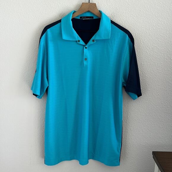 Nike Tiger Woods Collection Polo Dri Fit Contrasting Blue Large - Picture 1 of 7